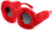 Red Round 2889 / 70 Millimeters | B09SH5XRJF | FEISEDY Sunglasses Women Plush Fuzzy Soft Velvet Party Masquerade B2877