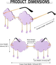 ÉÌƷͼƬ 37 | B09K7C4FB7 | FEISEDY Retro Dripping Cloud Shaped Tassel Sunglasses Rimless Women Funny Party Disco Eyewear B2834
