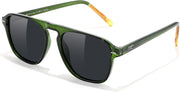 002 Transparent Green Frame & Grey / 52 Millimeters | B0F4D38M8F | FEISEDY Polarized Aviator Mens Sunglasses Square Modern Women Vintage Style Acetate Frame UV400 B0191