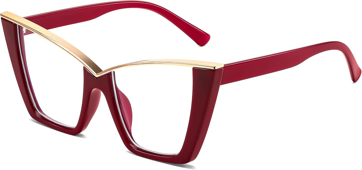 商品图片 39 | B0DGX4KTLX | FEISEDY Fashion Cat Eye Blue Light Blocking Glasses for Women Fake Retro Eyeglasses Oversized Stylish Eyewear Frame B0240