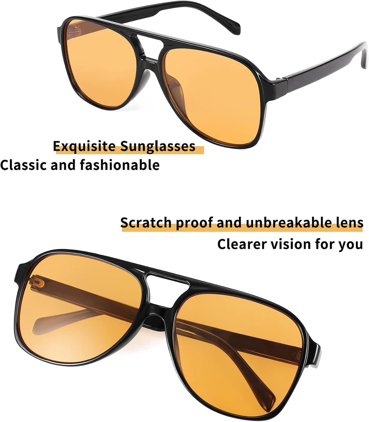 ÉÌƷͼƬ 81 | B0CB543WBD | FEISEDY Vintage Retro 70s Plastic Aviator Sunglasses Women Men Classic Large Squared Frame B2751