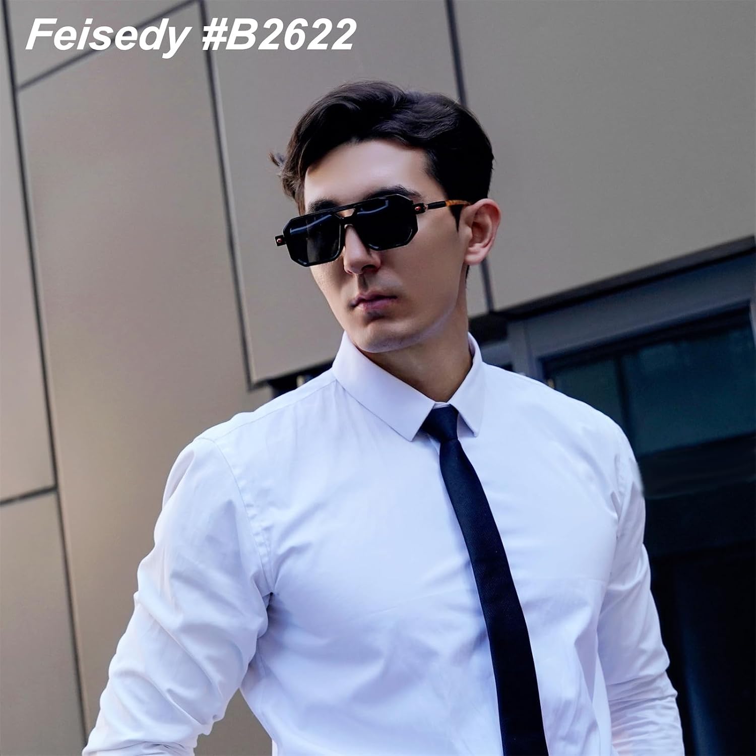 商品图片 82 | B09YTJ4FQZ | FEISEDY Vintage Square 70s Flat Aviator Sunglasses Women Men Classic Retro Stylish Frame UV400 Sunglasses B2622