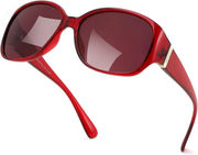 Wine Red Frame & Light Red Lens / 58 Millimeters | B0H4R3MSJ5 | FEISEDY Women's Polarized Sunglasses Wrap Around Vintage Fashion Sunnies UV400 Protection B0394