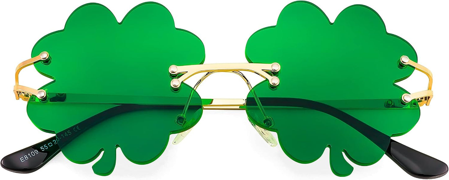 商品图片 8 | B0BX63CDKK | FEISEDY St. Patrick's Day Irish Shamrock Sunglasses Lucky Green Leprechaun Costume Eyeglasses for Women Men B2369