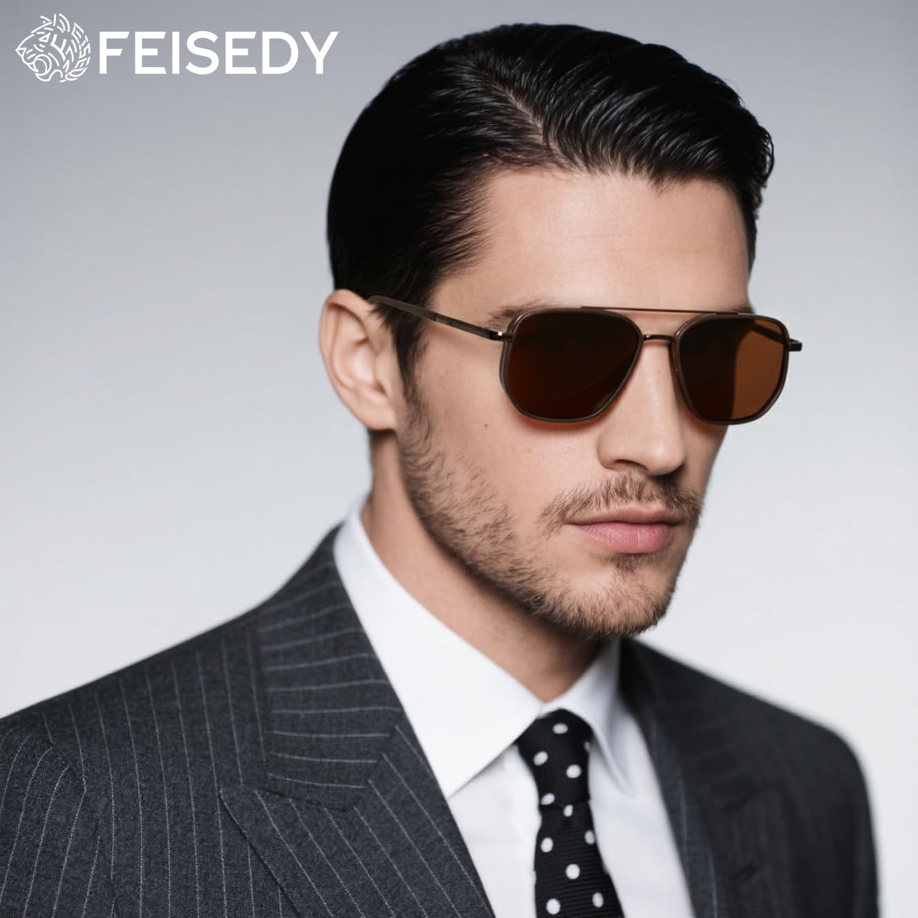 商品图片 26 | B0FQ4Y7FV6 | FEISEDY Polarized Aviator Sunglasses for Women Men Square TAC Lens B0329 | UV400 protection, Lightweight, Military-grade durability, Spring temples, Climate Pledge Friendly, Driving, Beach