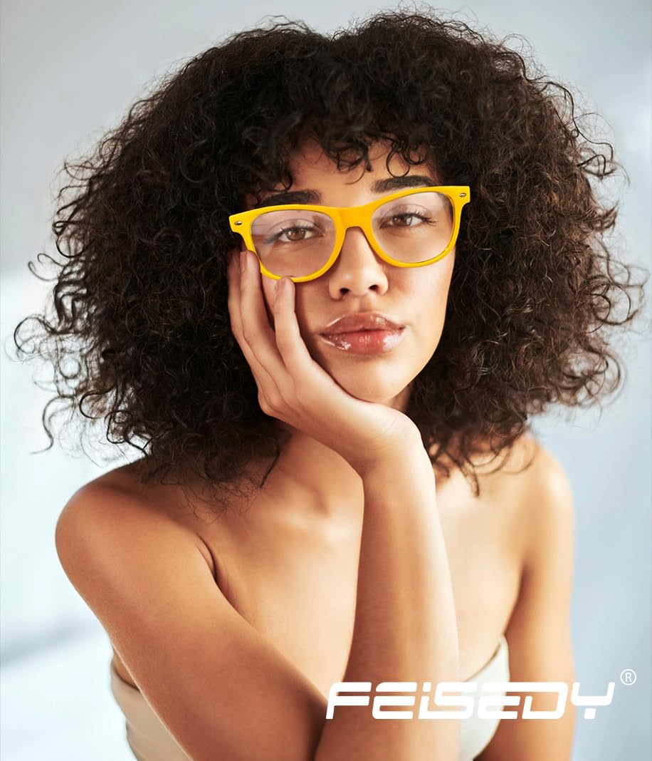 商品图片 2 | B0DSPKNSFY | FEISEDY Classic Square Eyewear Frame Clear Lens Retro Nerd Fake Glasses for Men Women Cosplay Costume Eyeglasses B0276