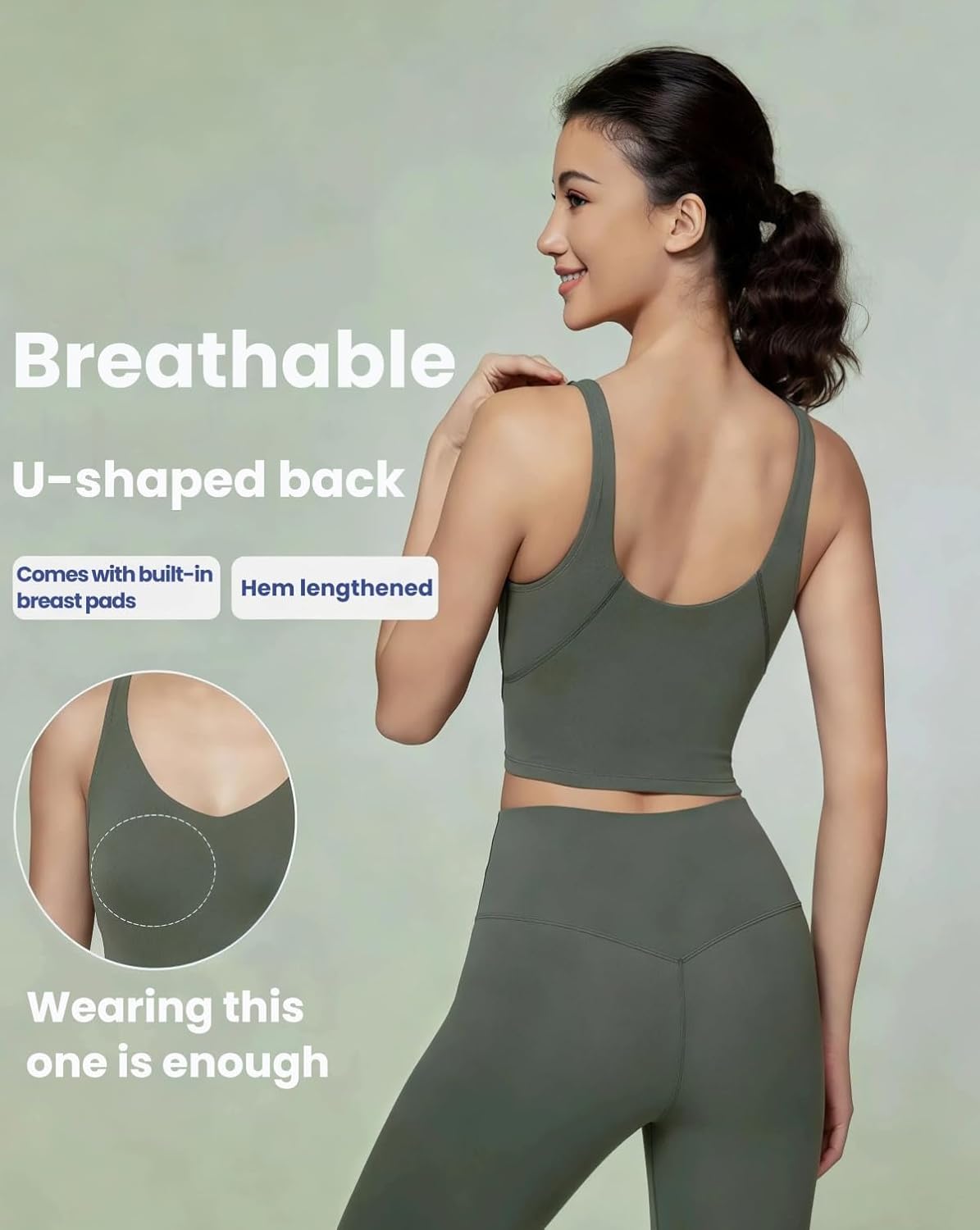 商品图片 13 | B0GG444PH9 | Womens' Sports Bra Workout Tops, Yoga Bra Tank Tops with Built in Bras with U-Back for Gym, Yoga, Cycling, Streetwear