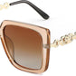 Clear Brown Frame Gradient Brown Lens / 62 Millimeters | B0CNGJTPXT | FEISEDY Sunglasses Womens Trendy, Oversized Square Shades, Pearl Inlay Cat Eye Frame UV400 Protection B2625