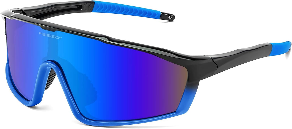 Black Blue Frame Blue Mirrored Lens / Small | B0DFLNCXZY | FEISEDY Kids Teens Baseball Polarized Sunglasses Lightweight TR90 Frame UV400 Sports Cycling Shades for Boys Girls B0186