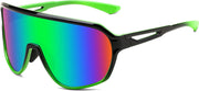 Black Green Frame Green Mirrored Lens / Large | B0D5D3W4DY | FEISEDY Sports Sunglasses for Men and Women,Oversized One Piece Reflective Lens Cycling Sunglasses B0178