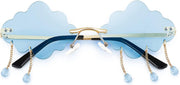 ÉÌƷͼƬ 2 | B09K7C4FB7 | FEISEDY Retro Dripping Cloud Shaped Tassel Sunglasses Rimless Women Funny Party Disco Eyewear B2834