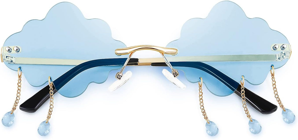 ÉÌƷͼƬ 2 | B09K7C4FB7 | FEISEDY Retro Dripping Cloud Shaped Tassel Sunglasses Rimless Women Funny Party Disco Eyewear B2834