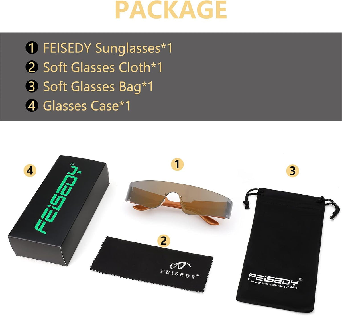 ÉÌƷͼƬ 51 | B0B1V45SXC | FEISEDY Y2K Futuristic Sunglasses Women Men Rimless One Piece Miorred B2927