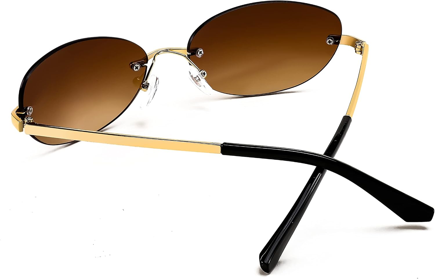 商品图片 18 | B0BZPBKFF1 | FEISEDY Trendy Rimless Oval Sunglasses for Women Men Retro 90s Eyewear Frame Y2K Glasses B2393