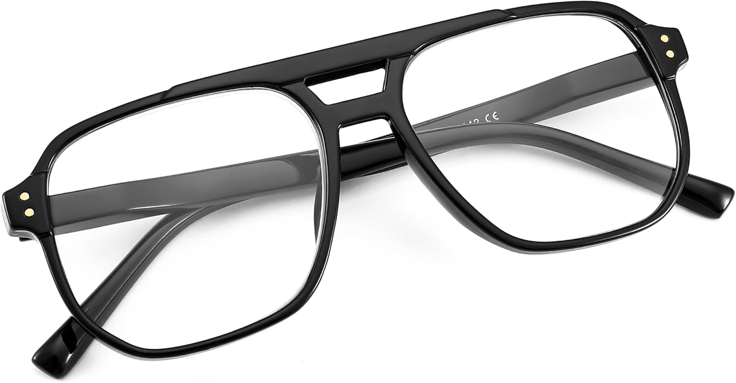 商品图片 4 | B0CHJST8ZK | FEISEDY Retro Aviator Reading Glasses Women Men Blue Light Blocking Reader Plastic Lightweight Frame B0071