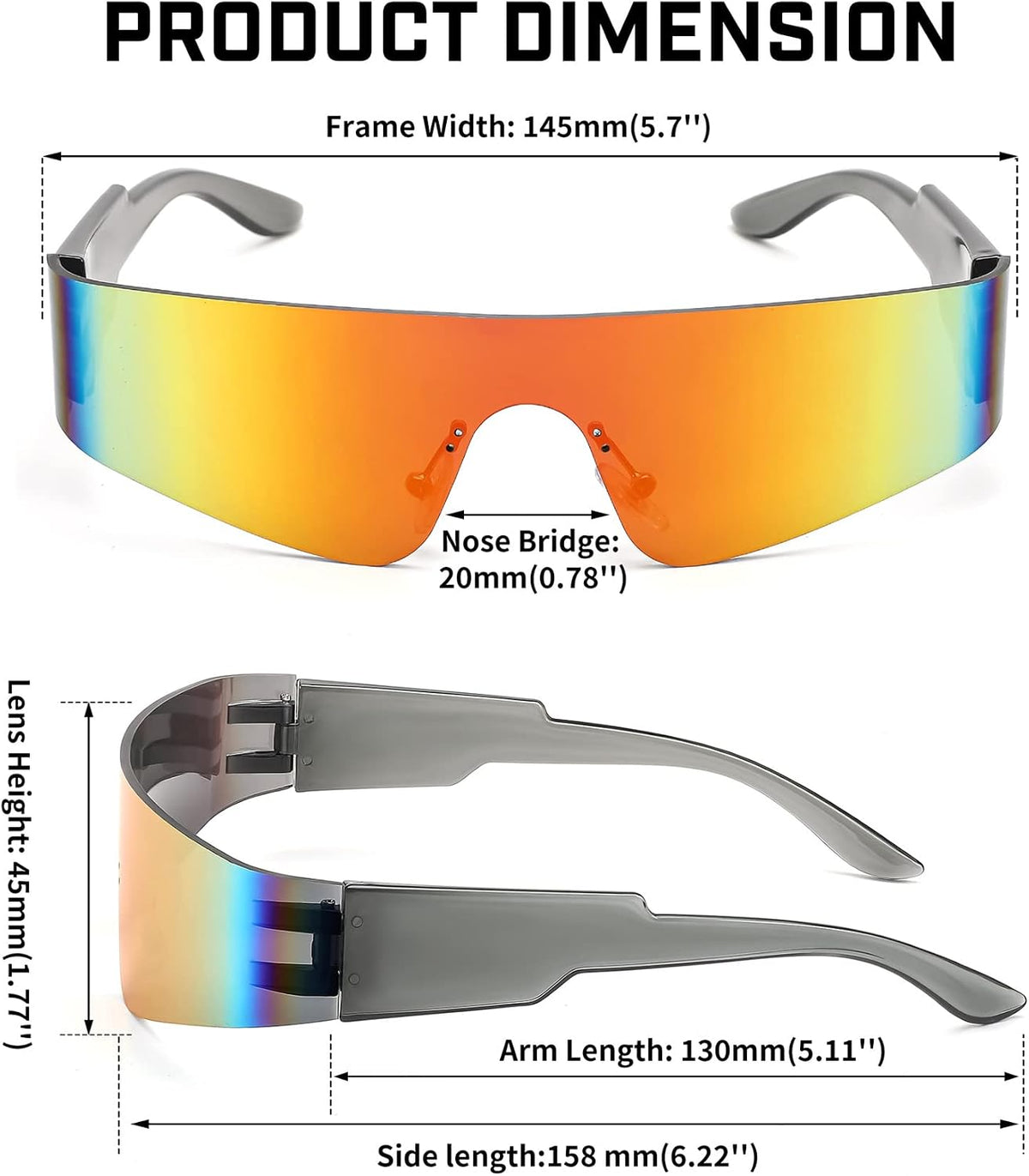 ÉÌƷͼƬ 30 | B0B1V45SXC | FEISEDY Y2K Futuristic Sunglasses Women Men Rimless One Piece Miorred B2927