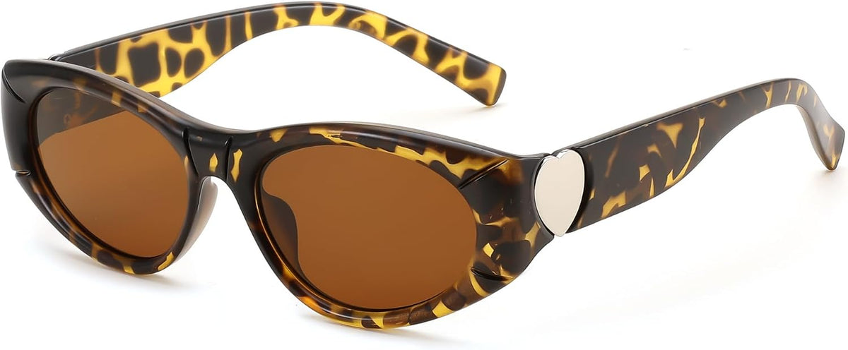 Tortoise Frame & Tea Lens / 54 Millimeters | B0DHWVG14V | FEISEDY Retro Oval Sunglasses UV400 Protection Retro Y2K Sunglasses B0234
