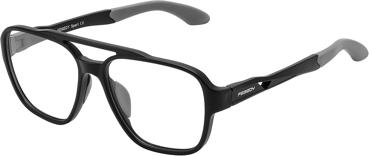 ÉÌƷͼƬ 9 | B0DR831C71 | FEISEDY Sports Blue Light Glasses for Men Lightweight Anti Slip Running Cycling Square Glasses Computer Eyeglasses B0156
