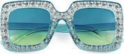 ÉÌƷͼƬ 38 | B077GMJCV8 | FEISEDY Women Sparkling Crystal Sunglasses Oversized Square Thick Frame B2283