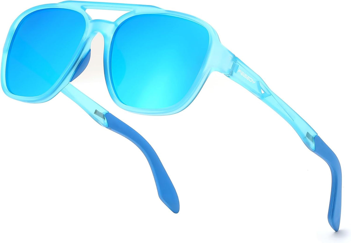 Mint Blue/Blue Mirrored Lens / 56 Millimeters | B0GCSDTK3P | FEISEDY Retro Aviator Polarized Sunglasses Women Men Outdoors B0260