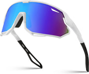 White Frame/Blue Mirror | B0CNGKS6DK | FEISEDY Sport Sunglasses for Men Women, Cycling Glasses with UV Protection, for Baseball, Ski, Runing, Golf B0082