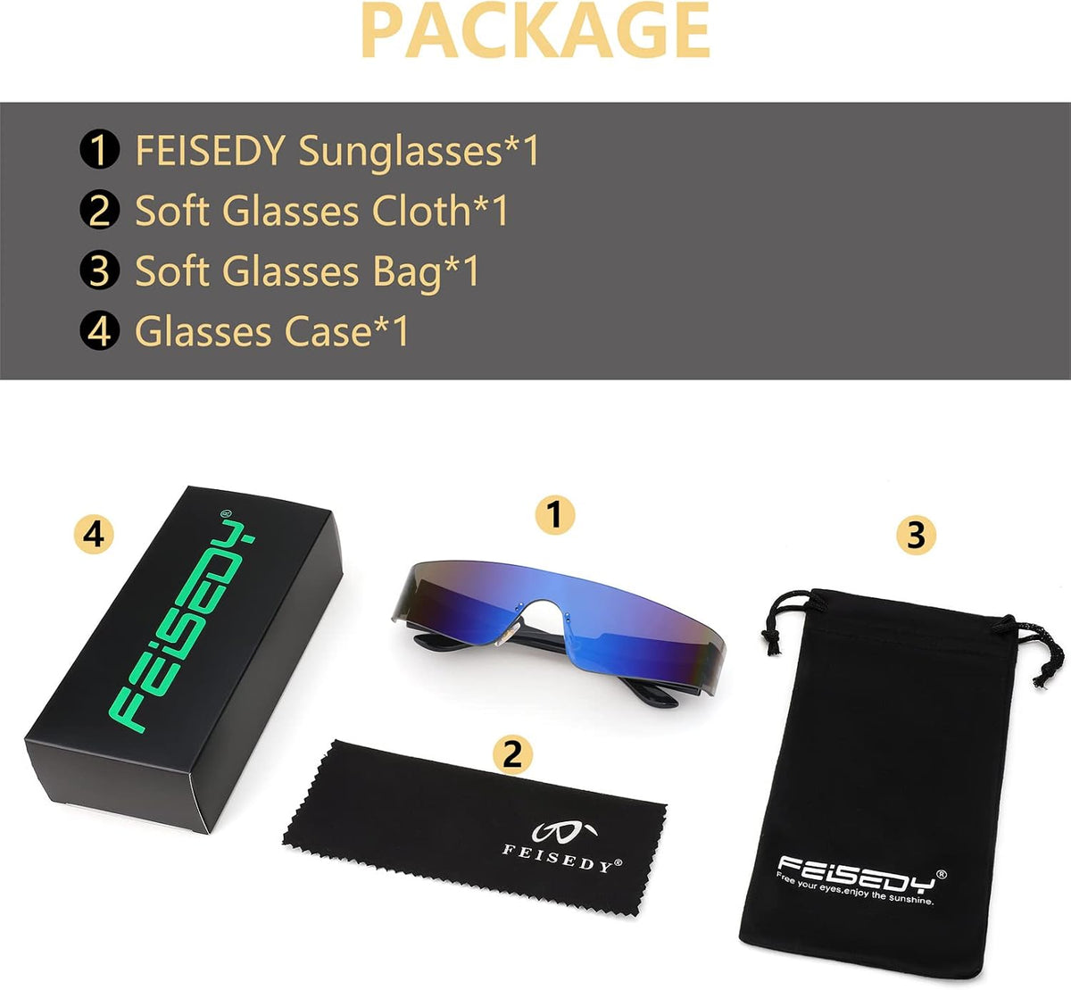 ÉÌƷͼƬ 7 | B0B1V45SXC | FEISEDY Y2K Futuristic Sunglasses Women Men Rimless One Piece Miorred B2927