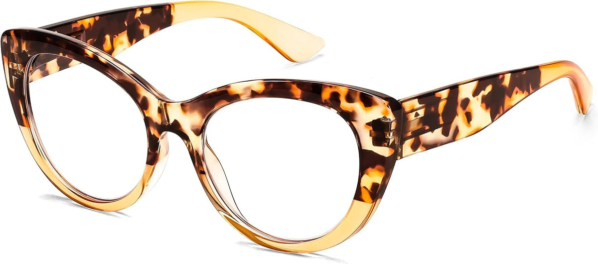 Tea Tortoise / 2.0 x | B0DFPW1TP4 | FEISEDY Cat-Eye Blue Light Reading Glasses for Women Thick Fashion Anti- Glare Digital Eyestrain Readers B0230