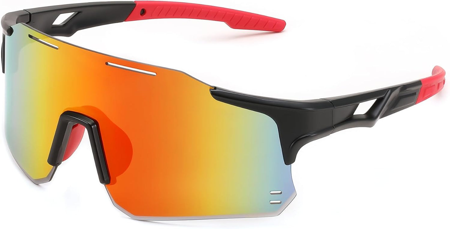 Black Frame Red Mirrored Lens / Large | B0DB5QX4W3 | FEISEDY Cycling Glasses Sports Sunglasses for Men Women, Youth Kids Baseball Softball Running Sunglasses B0223