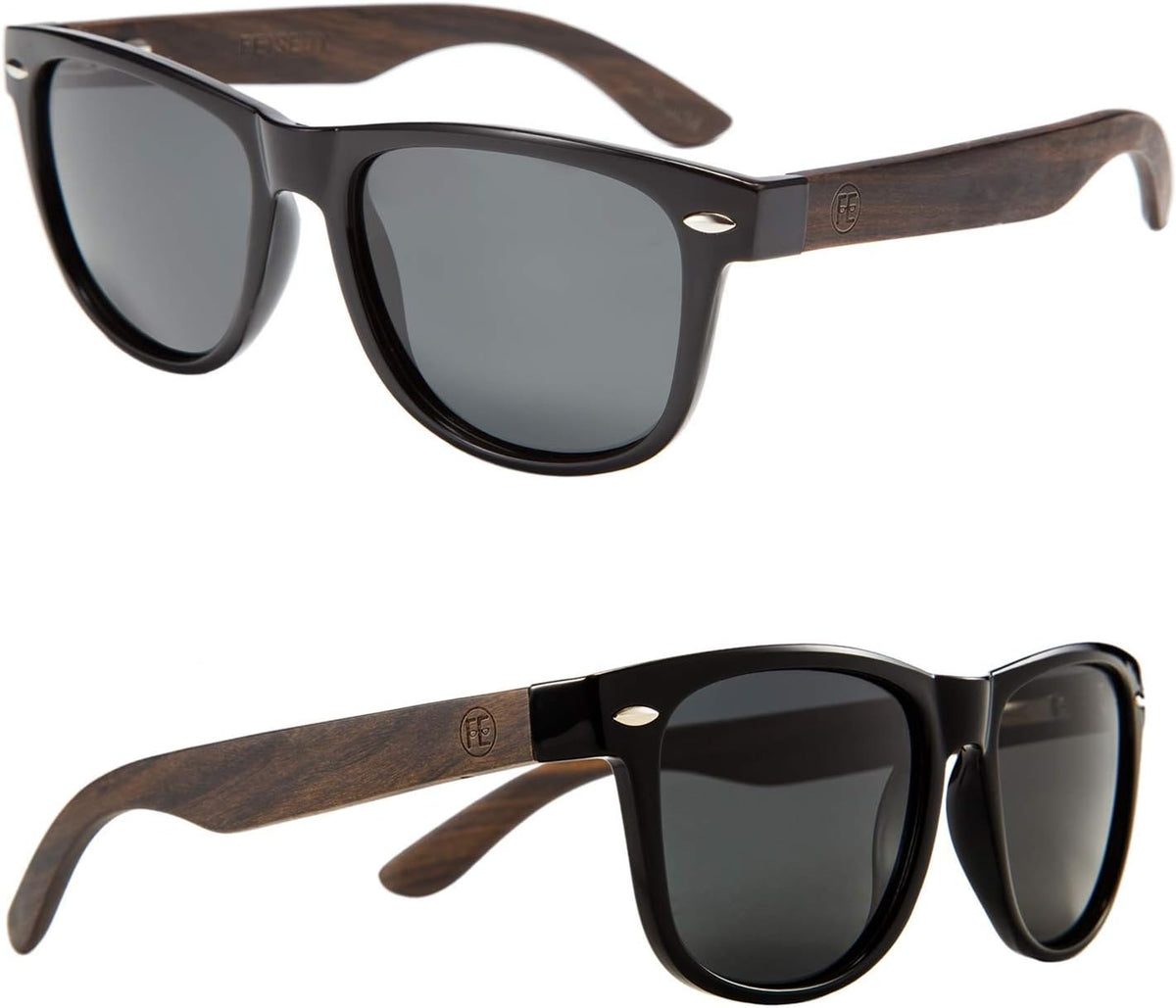 Ebony-grey / 55 Millimeters | B07J2W1YLV | FEISEDY Polarized Wood Sunglasses Women Men HD UV400 Driving Fishing Golf Sunglasses B2448
