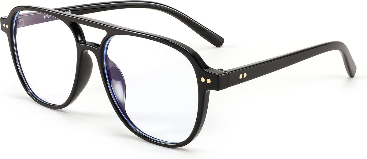 Black / 54 Millimeters | B0BYCYBML4 | FEISEDY Lightweight Pilot Glasses Frame Blue Light Blocking Glasses Women Men Oversized Square Computer Glasses B2387