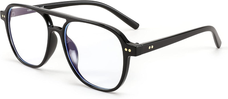 Black / 54 Millimeters | B0BYCYBML4 | FEISEDY Lightweight Pilot Glasses Frame Blue Light Blocking Glasses Women Men Oversized Square Computer Glasses B2387