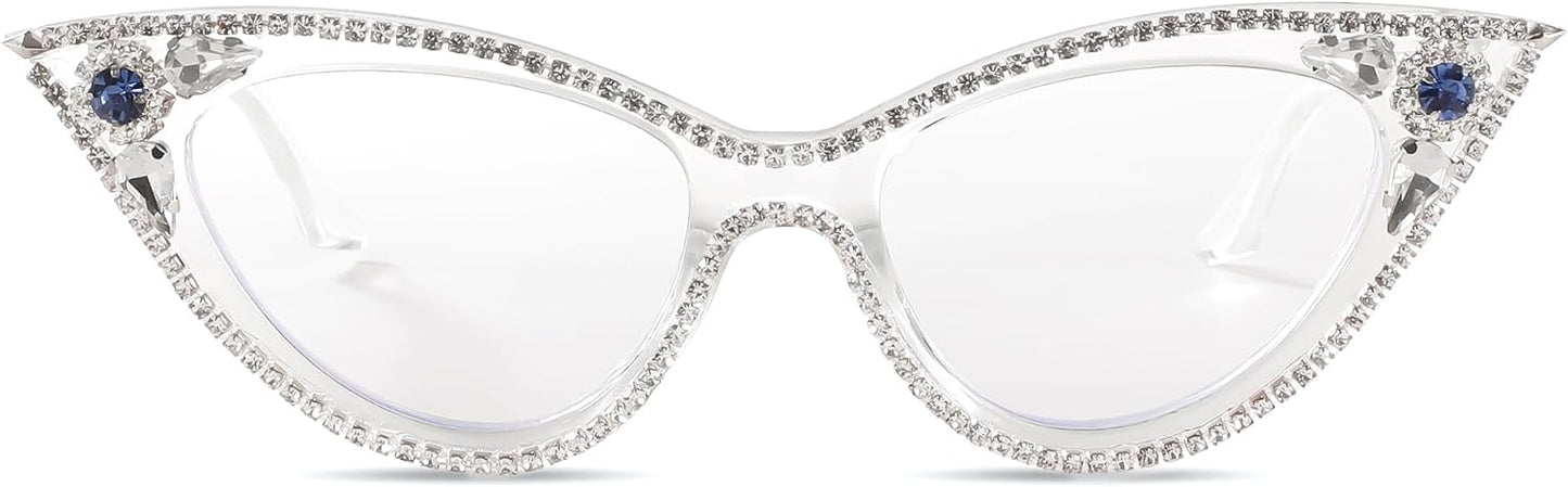 商品图片 10 | B0CQ55685Z | FEISEDY Diamond Blue Light Blocking Glasses Cat Eye Rhinestone Women Glasses Frame Anti Eyestrain Computer Eyewear B0070