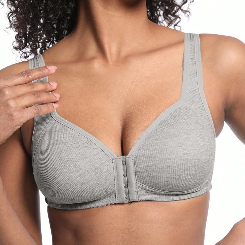 商品图片 3 | B0GYF1YX95 | Front Closure Bras for Women, Wireless Full Coverage Supportive Bra, Soft Ribbed Comfort Everyday No Underwire Bras S-3XL