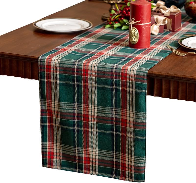 商品图片 7 | B0FYDXJR58 | Plaid Christmas Table Runner, Winter Holiday Table Runners, 11.8x70.9 Inch Dining Table Decor for Home Party Indoor Outdoor