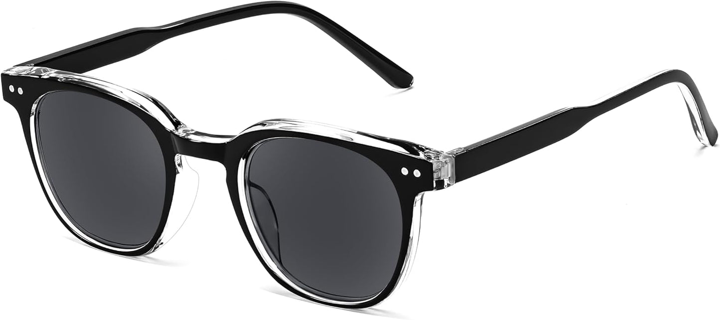 Black Frame Gray Lenses / 2.5 x | B0CSNS8594 | FEISEDY Round Reading Sunglasses for Men and Women Stylish Blue Light Blocking Readers B0113