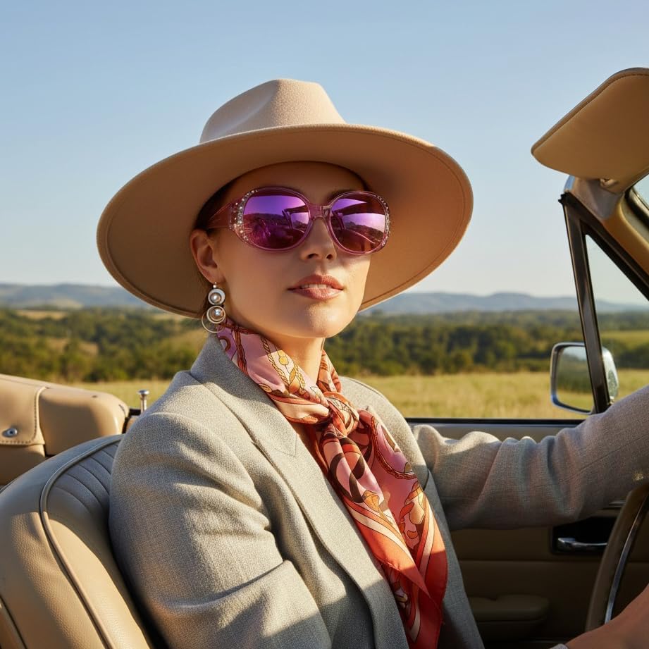 商品图片 21 | B0GRVLVZYS | FEISEDY Women's Polarized Wrap-Around Fit Over Sunglasses with Rhinestones, Anti-Glare Driving Sun Glasses B0362