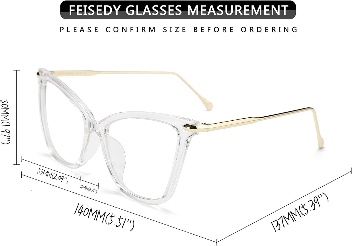 ÉÌƷͼƬ 14 | B07KK3P4KT | FEISEDY Oversized Cat Eye Glasses Frame with Clear Lenses Eyewear for Women B2460