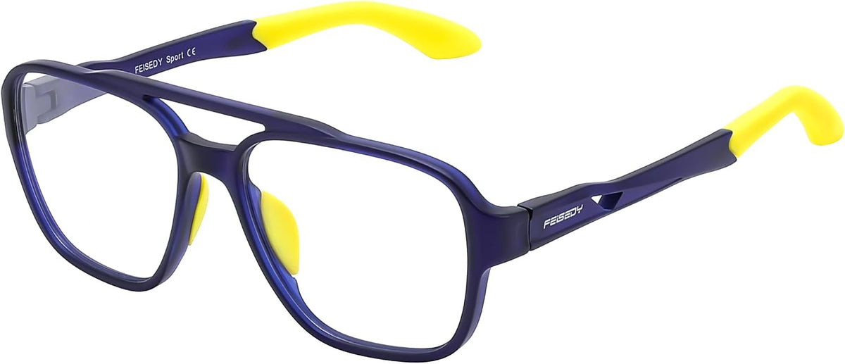 ÉÌƷͼƬ 17 | B0DR831C71 | FEISEDY Sports Blue Light Glasses for Men Lightweight Anti Slip Running Cycling Square Glasses Computer Eyeglasses B0156