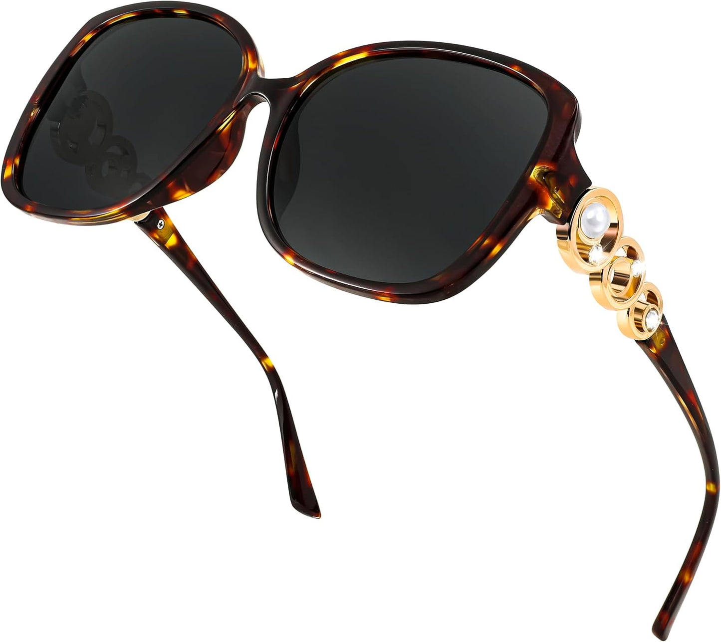 Wild Leopard / 61 Millimeters | B0BJ737YFK | FEISEDY Women's Fashion Sunglasses, Oversized Square Frame with Pearl Sparkling, Polarized UV Protection B2821