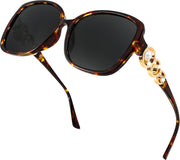Wild Leopard / 61 Millimeters | B0BJ737YFK | FEISEDY Women's Fashion Sunglasses, Oversized Square Frame with Pearl Sparkling, Polarized UV Protection B2821