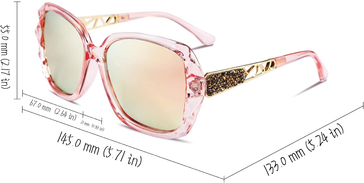 商品图片 91 | B079GT4RXH | FEISEDY Polarized Women Square Sunglasses Sparkling Composite Shiny Frame B2289