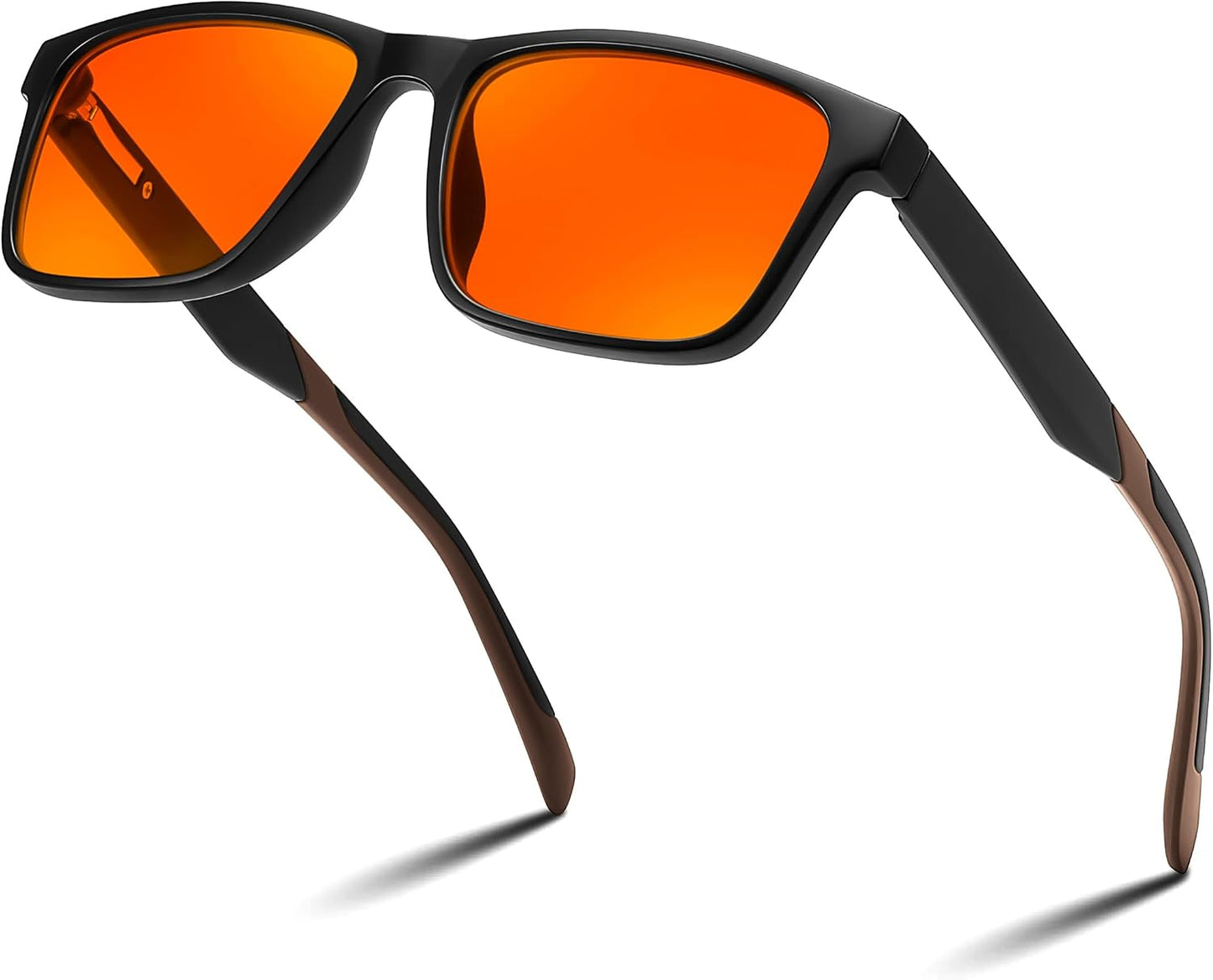 Matte Black/Brown Leg / 52 Millimeters | B0DMCWZP9F | FEISEDY Blue Light Glasses for Better Sleep Amber Computer Gaming TV Anti Eyestrain Glasses with Spring Hinge B0249