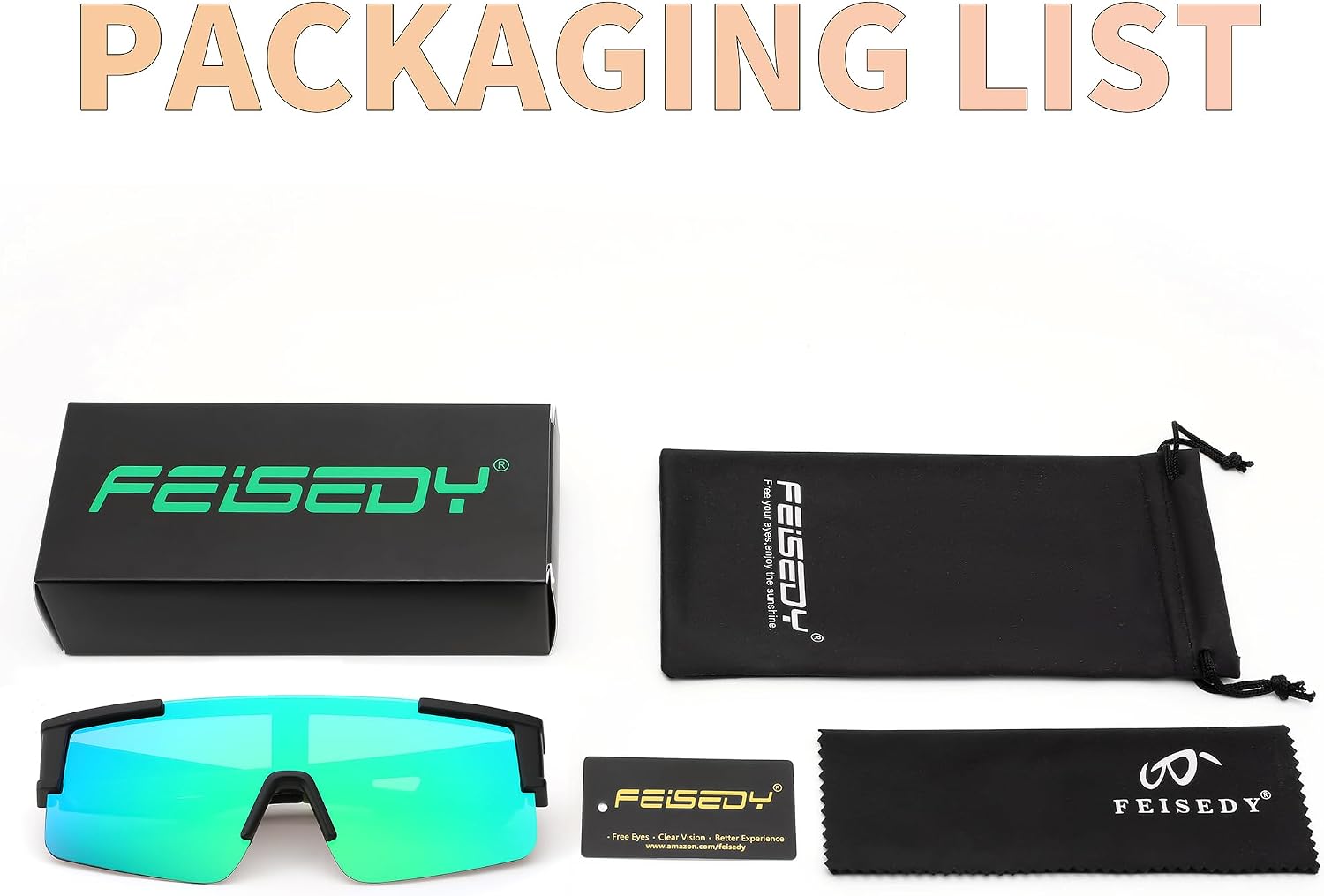 商品图片 6 | B0GGMHCCXG | FEISEDY Polarized Fit Over Glasses Sunglasses for Men Women, Sports Wrap Around for Driving Cycling Fishing B0382