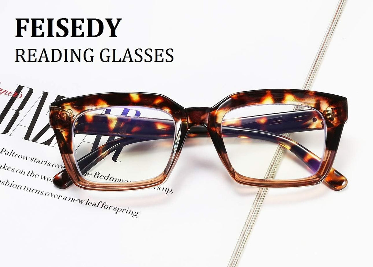 ÉÌƷͼƬ 17 | B07TCM52QY | FEISEDY Retro Square Blue Light Blocking Reading Glasses B2479