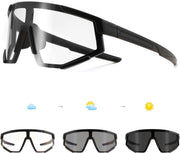 Black Frame / Large | B0DFMD2GW8 | FEISEDY Photochromic Sports Sunglasses for Men Women Night Vision Cycling Driving Running Glasses B0233