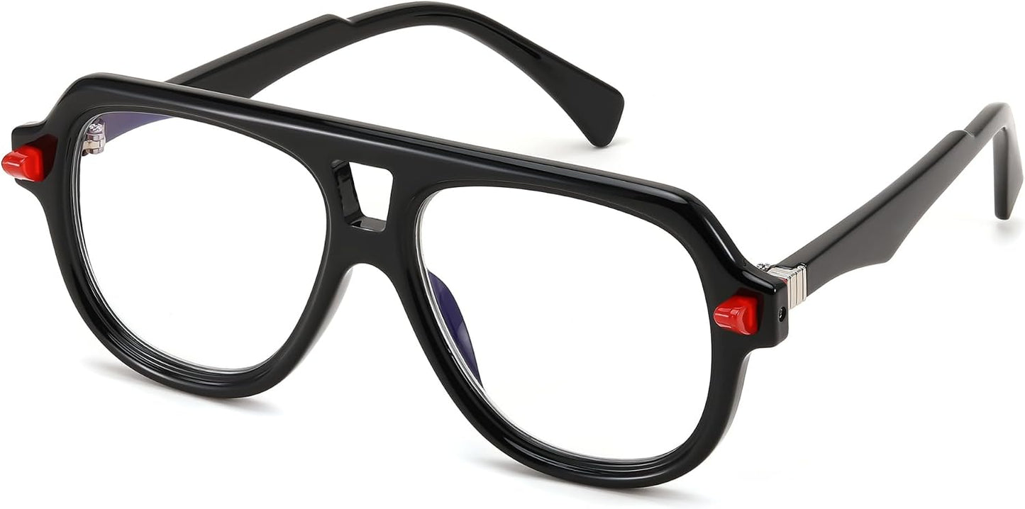 Black / 2.5 x | B0F32S3Y8X | FEISEDY Stylish Reading Glasses for Woman Men Trendy Retro Double Bridge Readers B0287