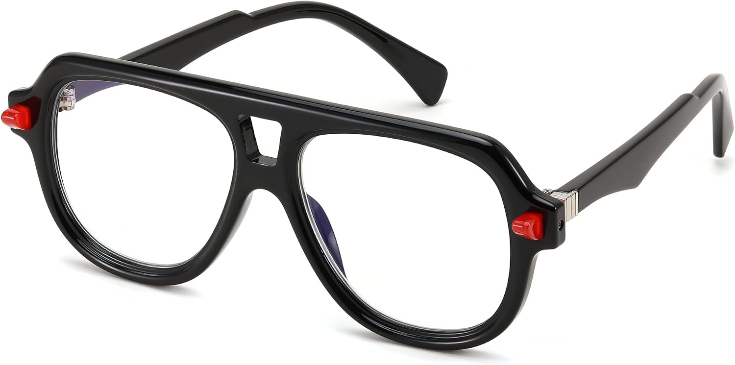 Black / 2.5 x | B0F32S3Y8X | FEISEDY Stylish Reading Glasses for Woman Men Trendy Retro Double Bridge Readers B0287