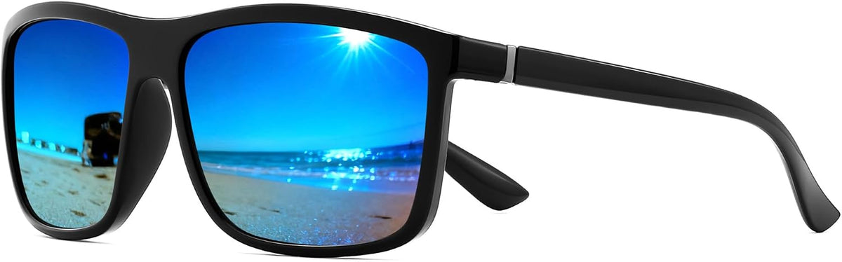 Blue / 55 Millimeters | B0GXPBWPD3 | FEISEDY Square Polarized Sunglasses For Men Women B0322