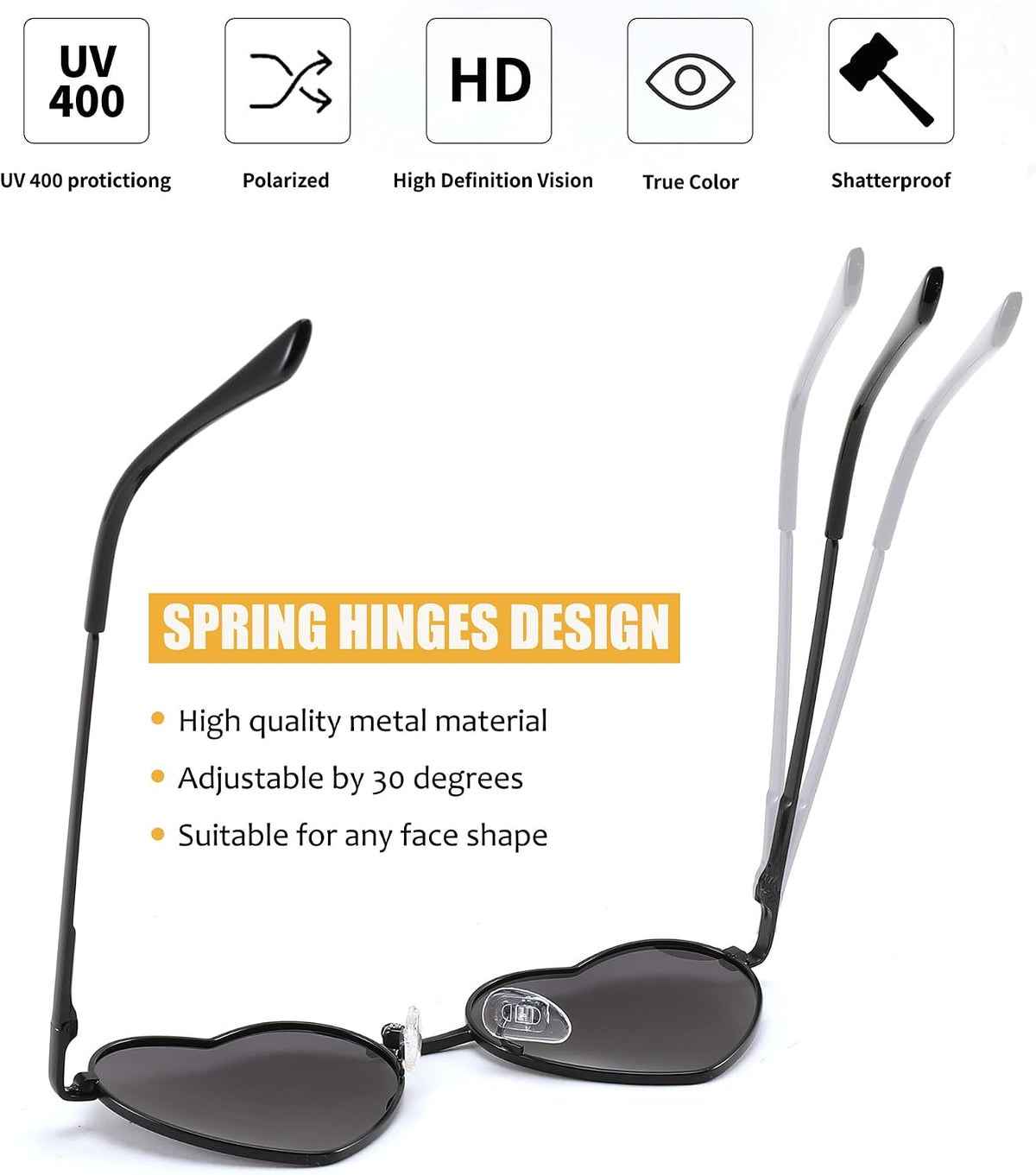 ÉÌƷͼƬ 17 | B0CGZFPWJZ | FEISEDY Polarized Heart Sunglasses for Women Men, UV400 Protection B2851