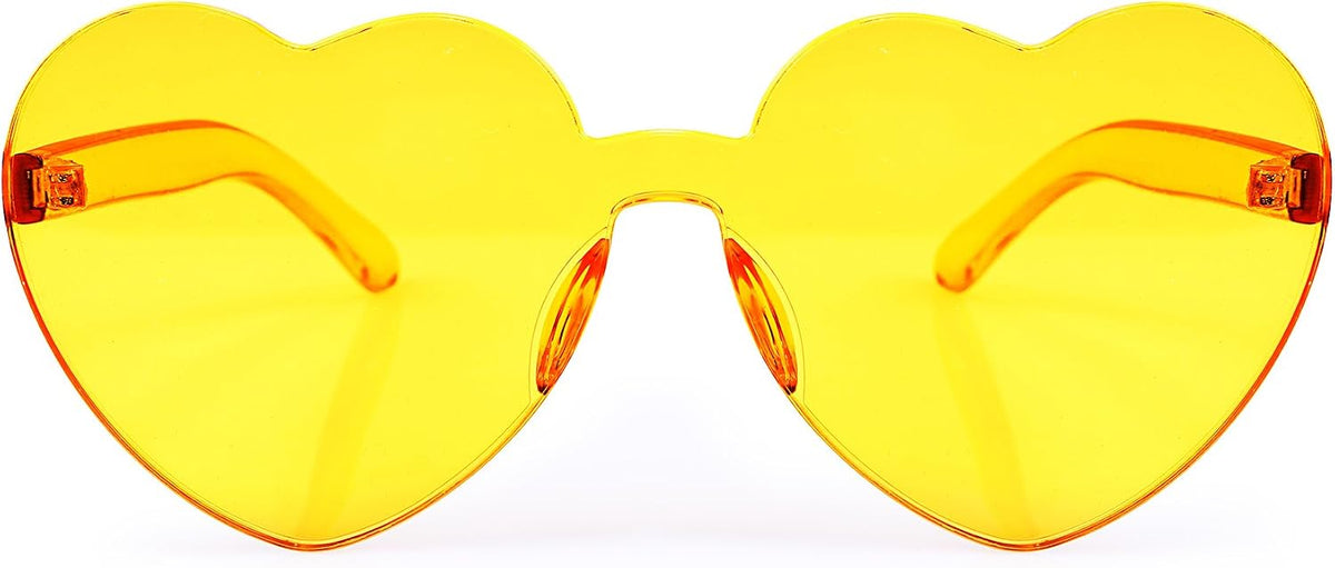 Yellow | B07BLSH2W1 | FEISEDY Thick Heart Sunglasses Rimless Heart Shaped Sun Glasses Women Fashion Love Glasses B2419